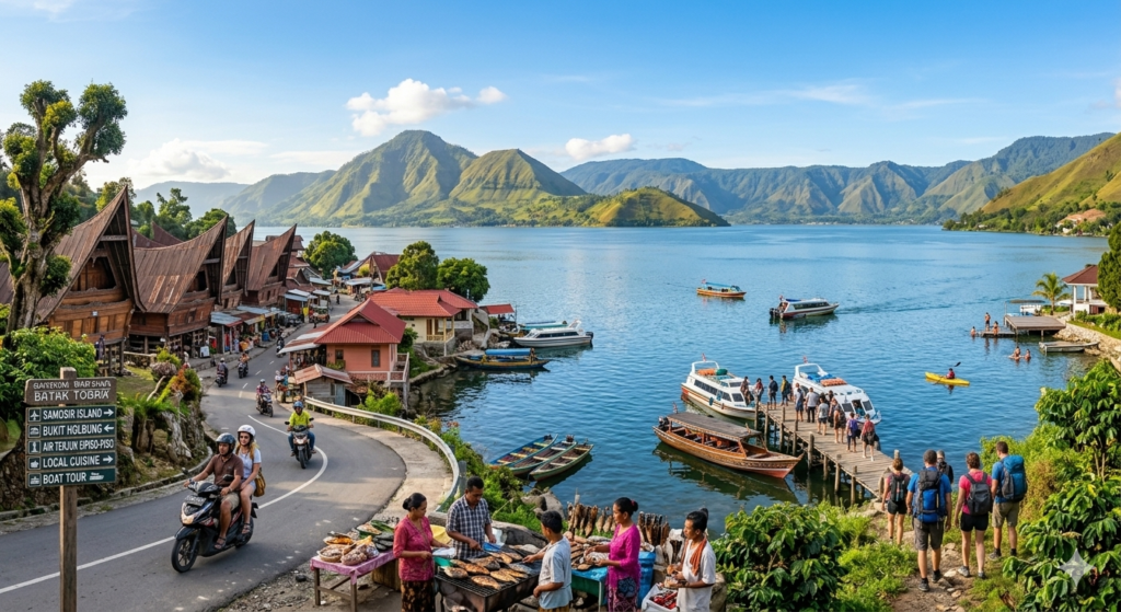 Jalan jalan ke danau toba bersama keluarga sangat menyenangkan